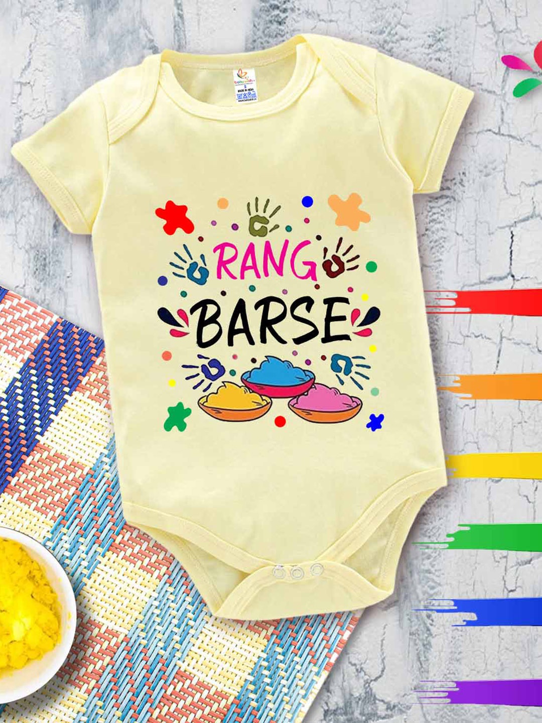 

Babywish Infants Printed Cotton Bodysuit, Yellow