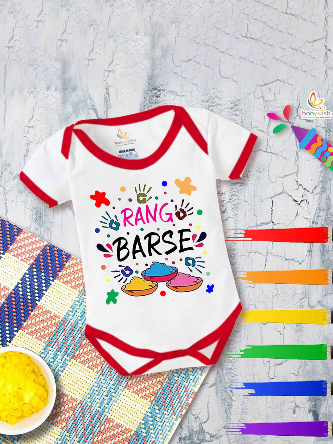 

Babywish Infants Printed Cotton Bodysuit, White