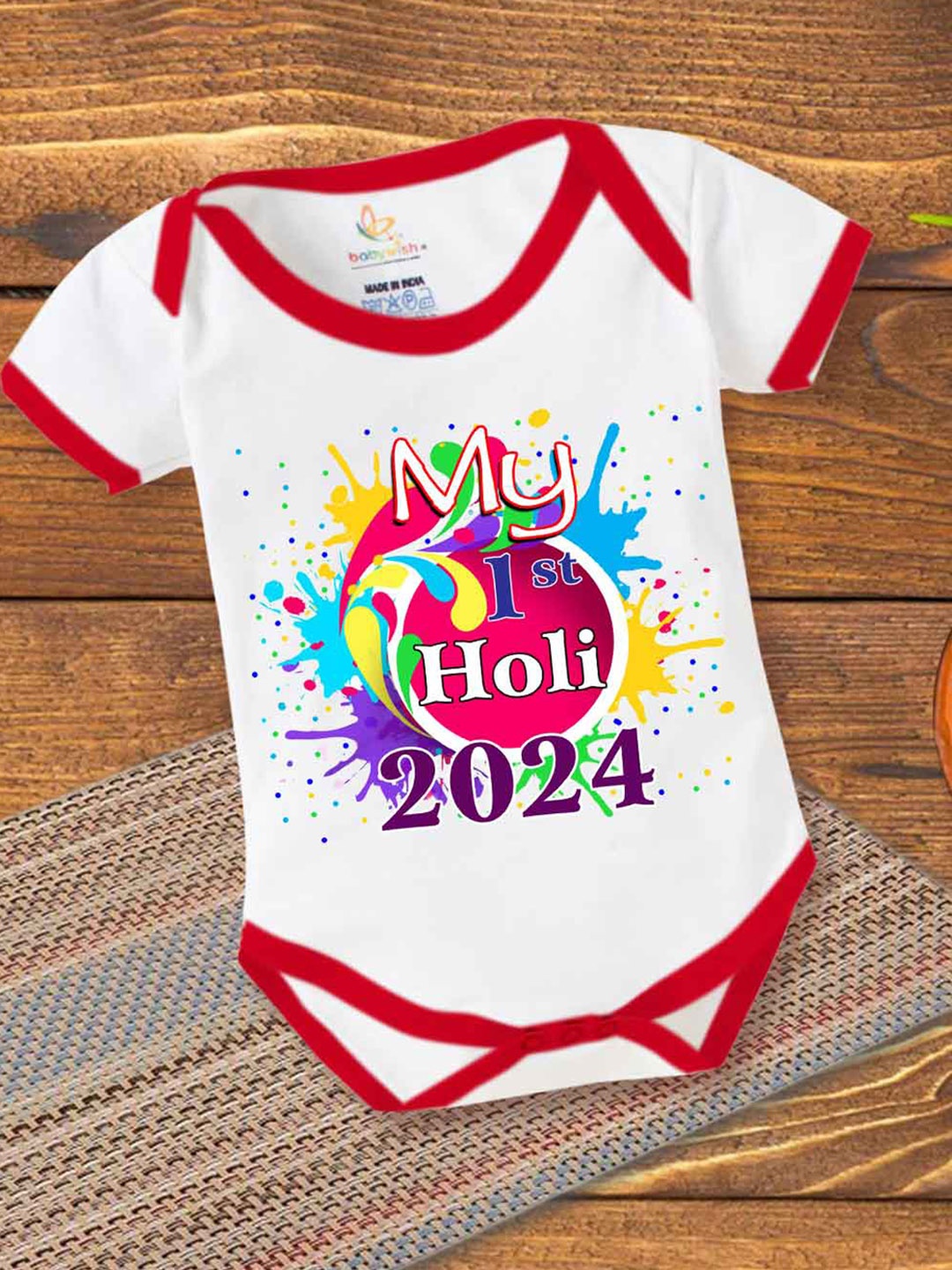 

Babywish Infants Printed Cotton Bodysuit, White