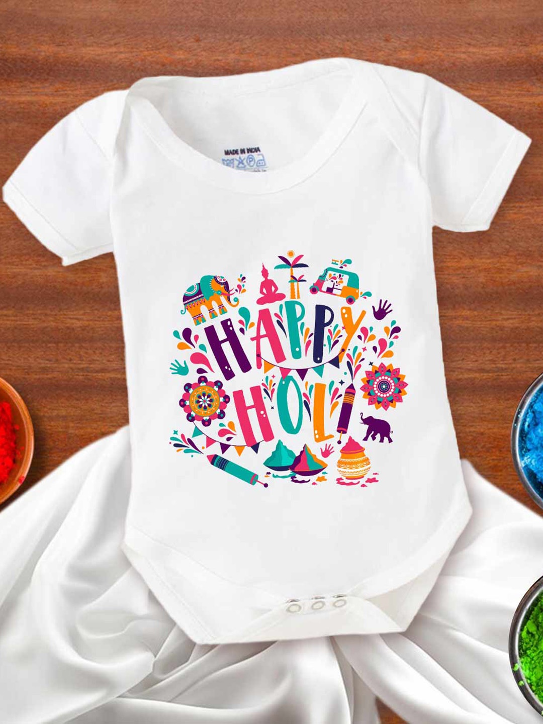 

Babywish Infants Printed Cotton Bodysuit, White