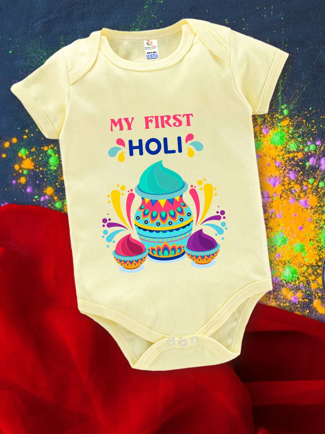 

Babywish Infants Printed Cotton Bodysuit, Yellow
