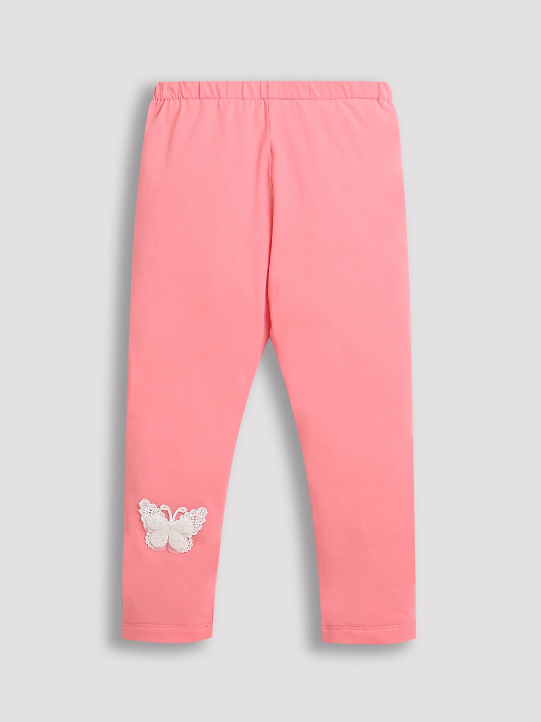 

ZIP ZAP ZOOP Girls Pure Cotton Butterfly Applique Leggings, Pink
