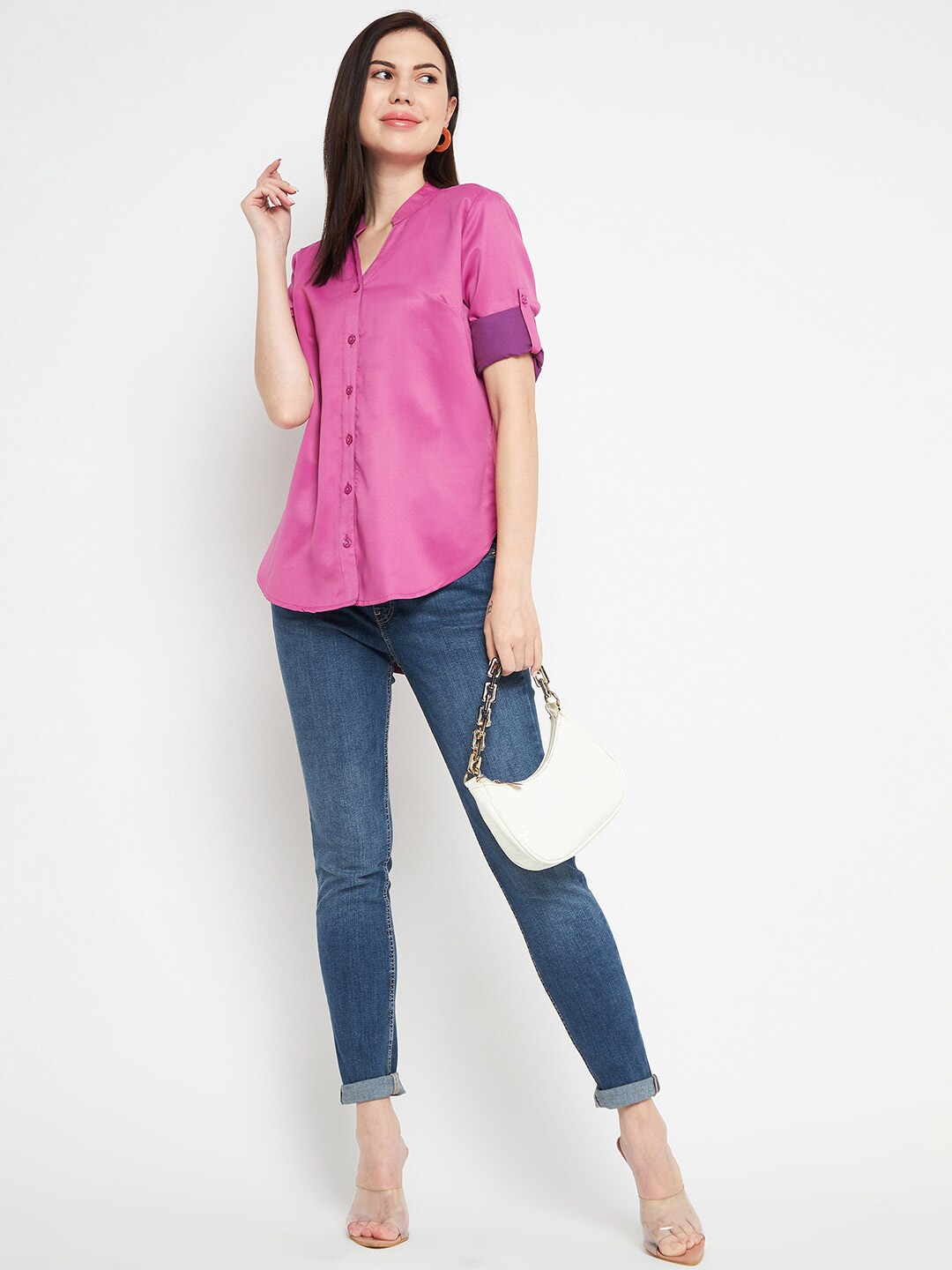 

Ruhaans Classic Opaque Casual Shirt, Pink