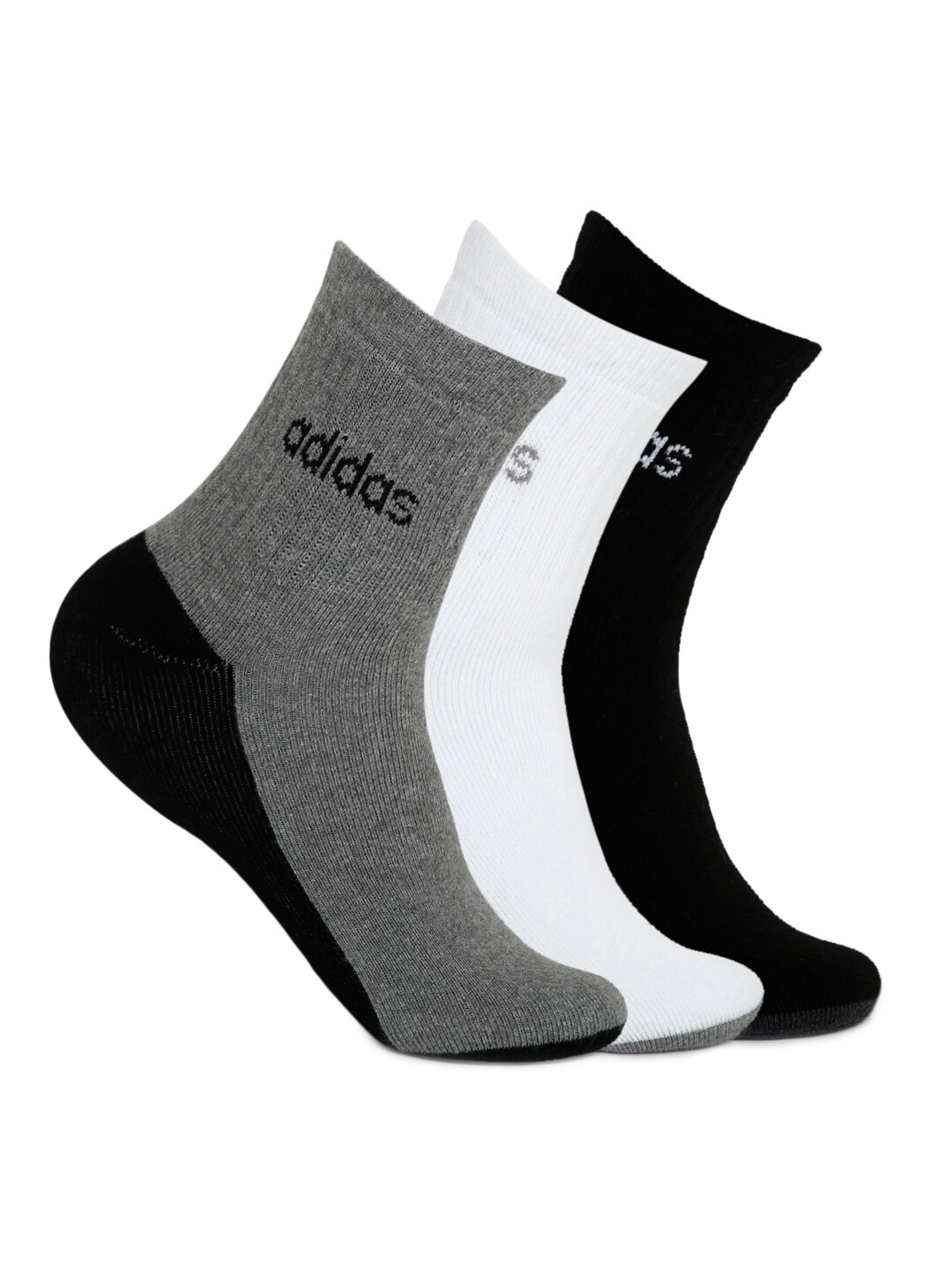 

ADIDAS Men Pack of 3 Colourblocked Ankle-Length Socks, White