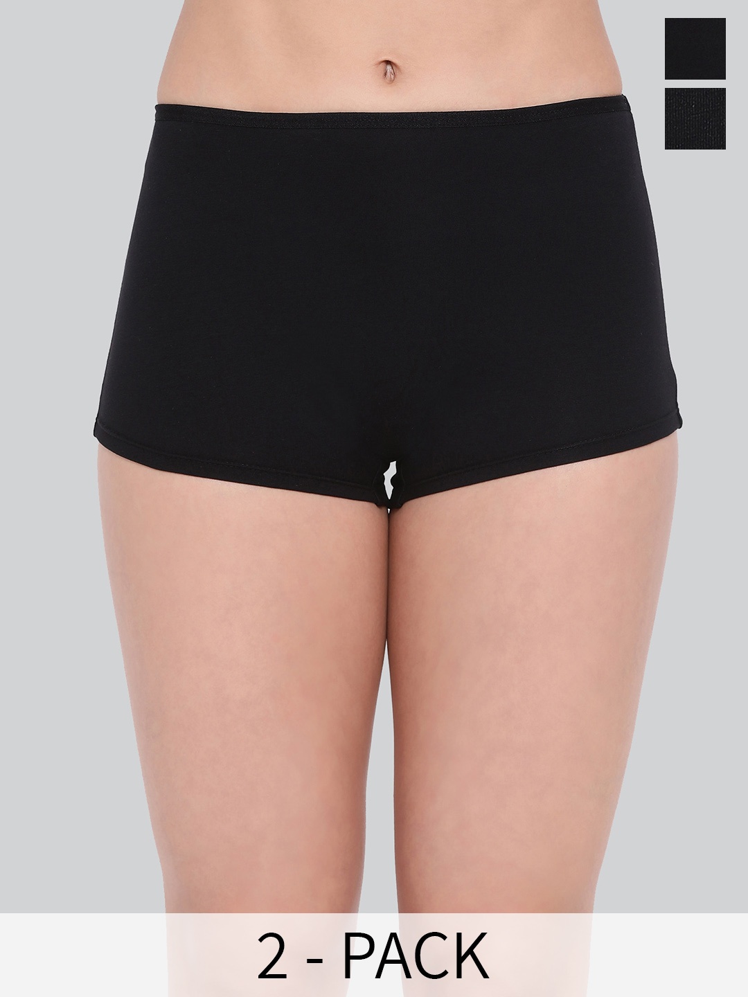 

LYRA Pack Of 2 Label Free Anti-Odour Boy Short Briefs, Black