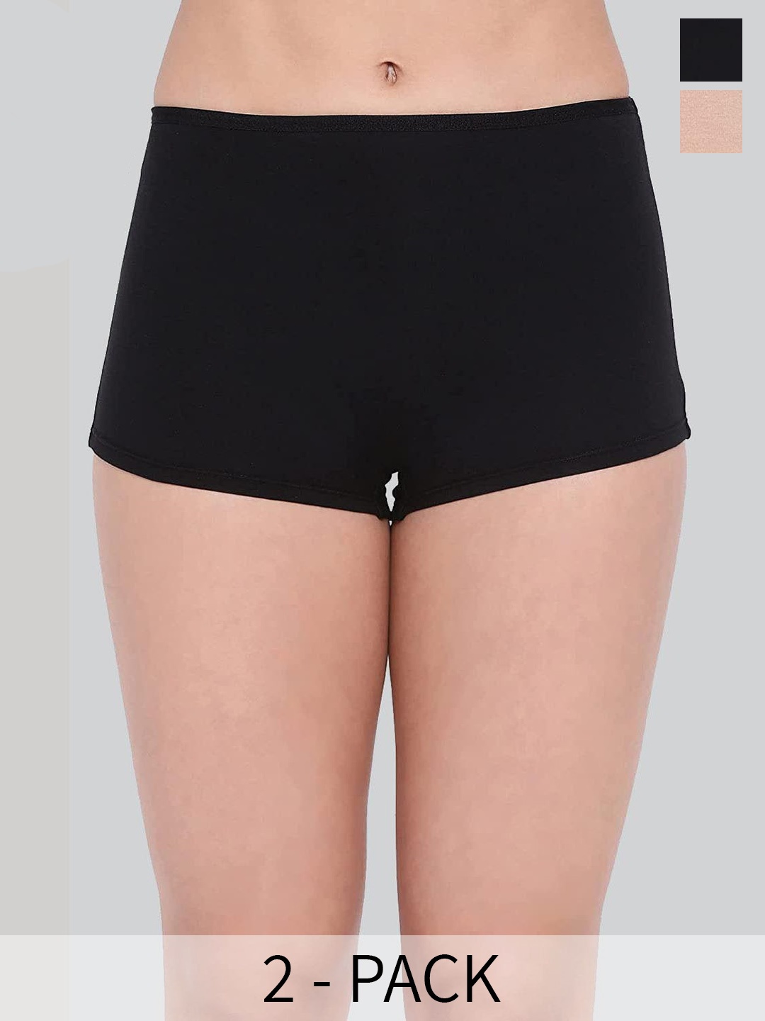 

LYRA Pack Of 2 Label Free Anti-Odour Boy Short Briefs, Black