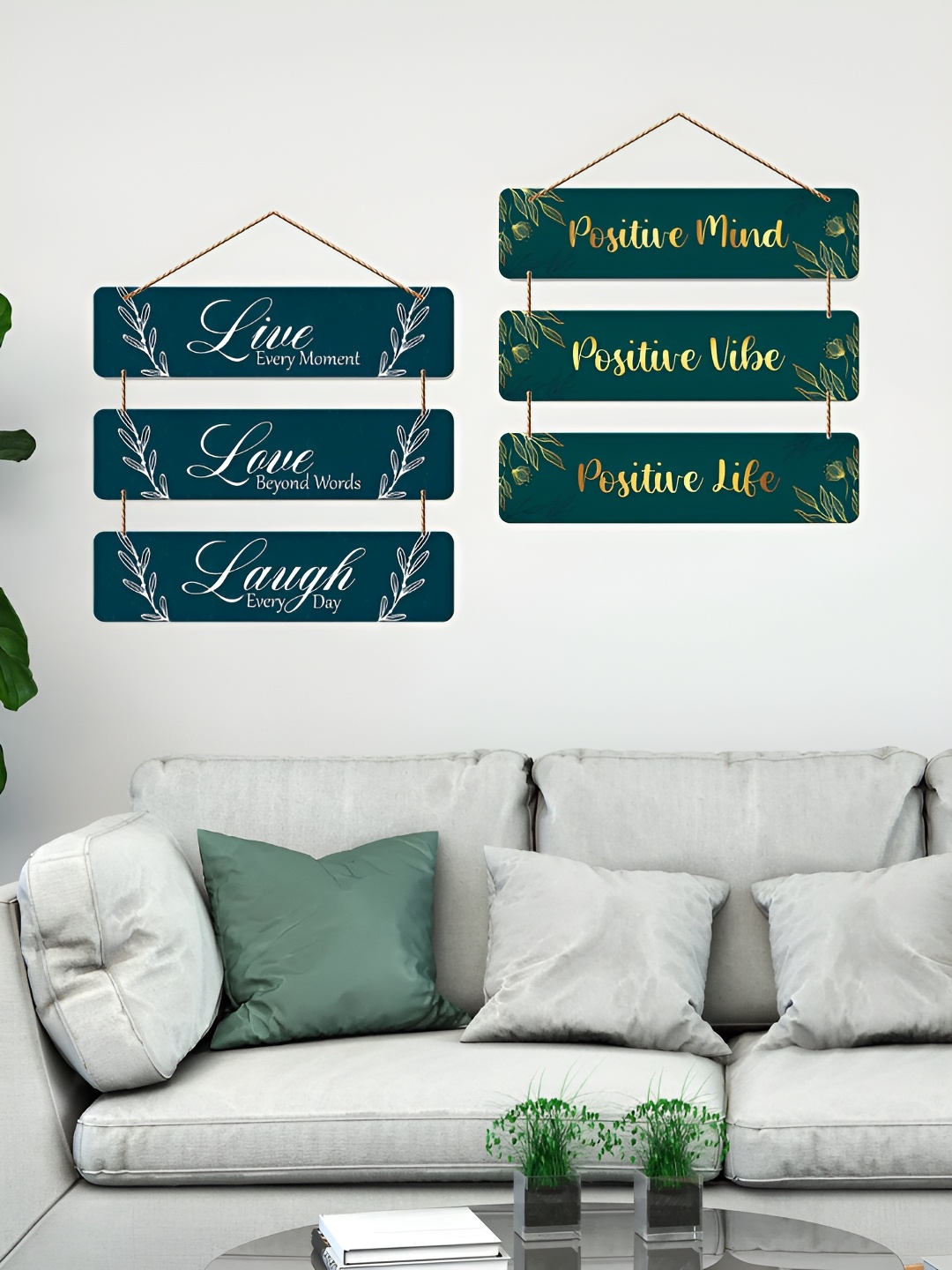 

ArtVibes Green & Blue 2 Pieces Printed Wooden Wall Hangings