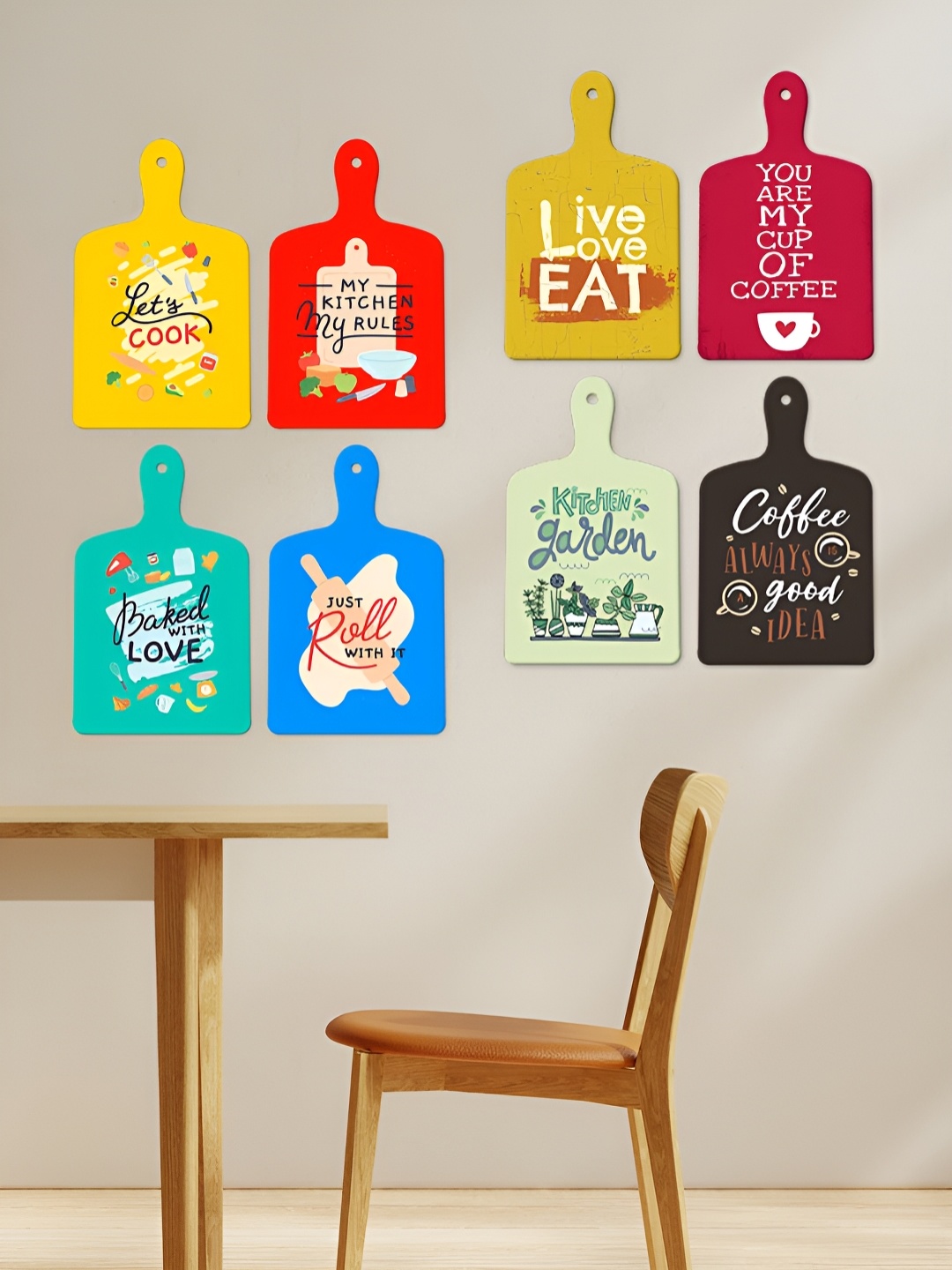 

ArtVibes Red & Blue 4 Pieces Printed Wooden Wall Hangings