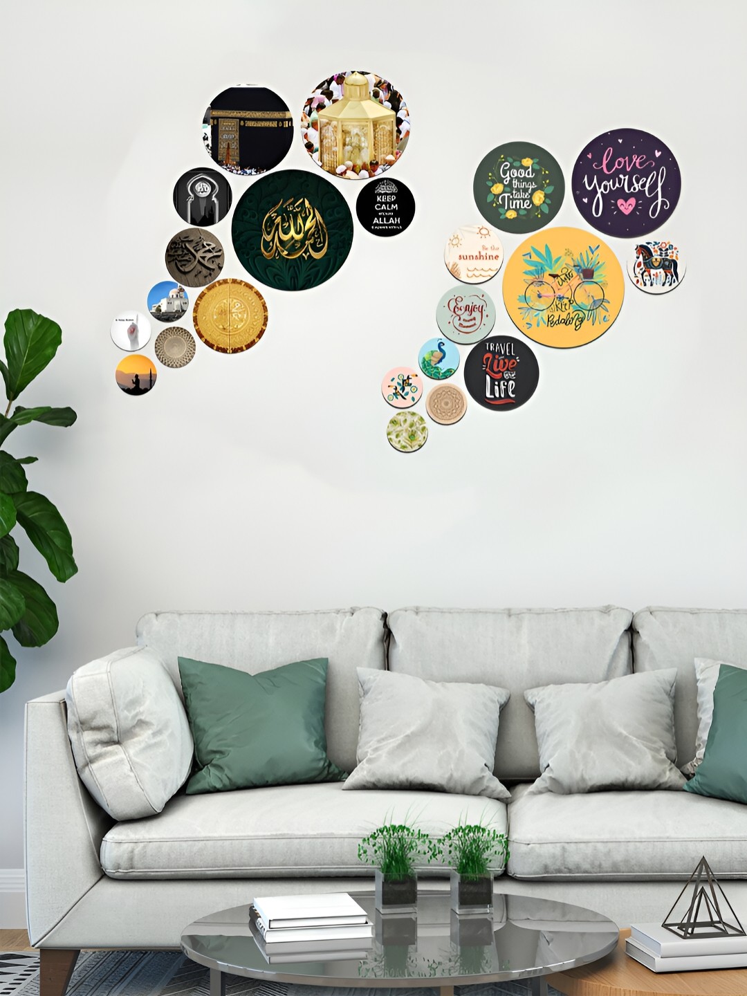 

ArtVibes Black & Yellow 2 Pieces Printed Wooden Wall Hangings