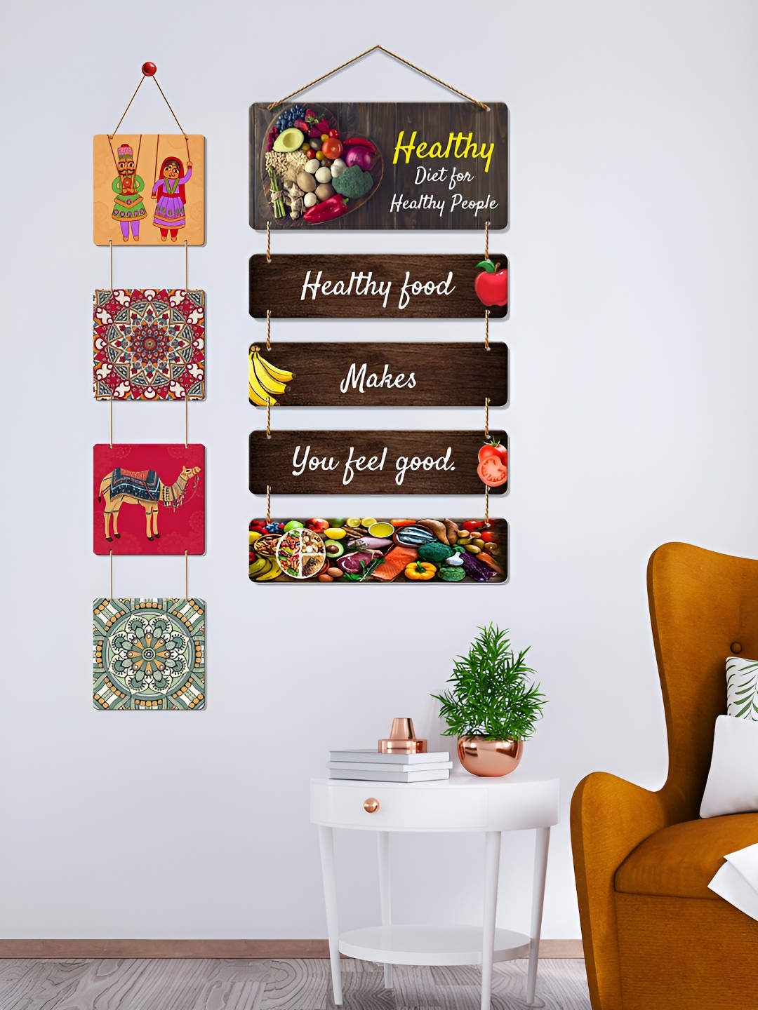 

ArtVibes Brown & Red 2 Pieces Printed Wooden Wall Hangings
