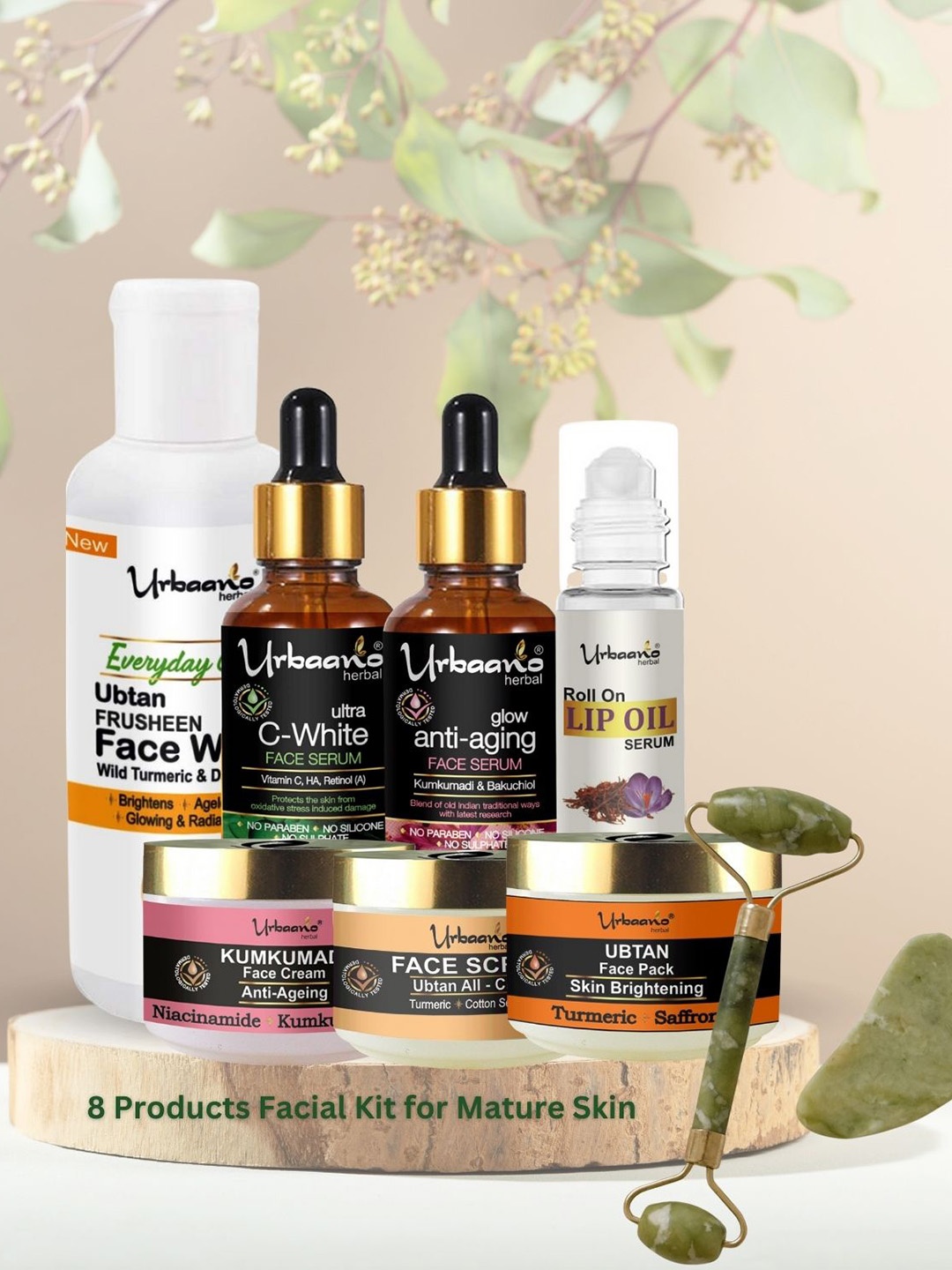 

Urbaano Herbal Set Of 8 Youthful Glowing Facial Kit, Multi