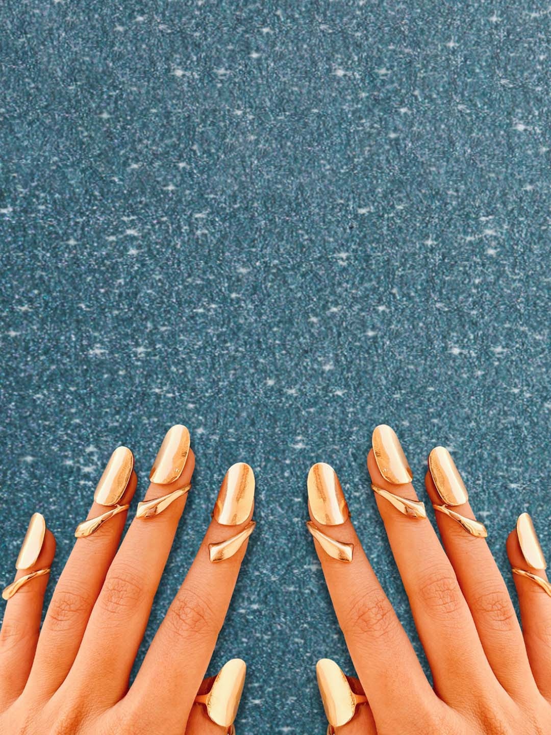 

ISHKAARA Set Of 10 Gold-Plated Adjustable Nail Rings
