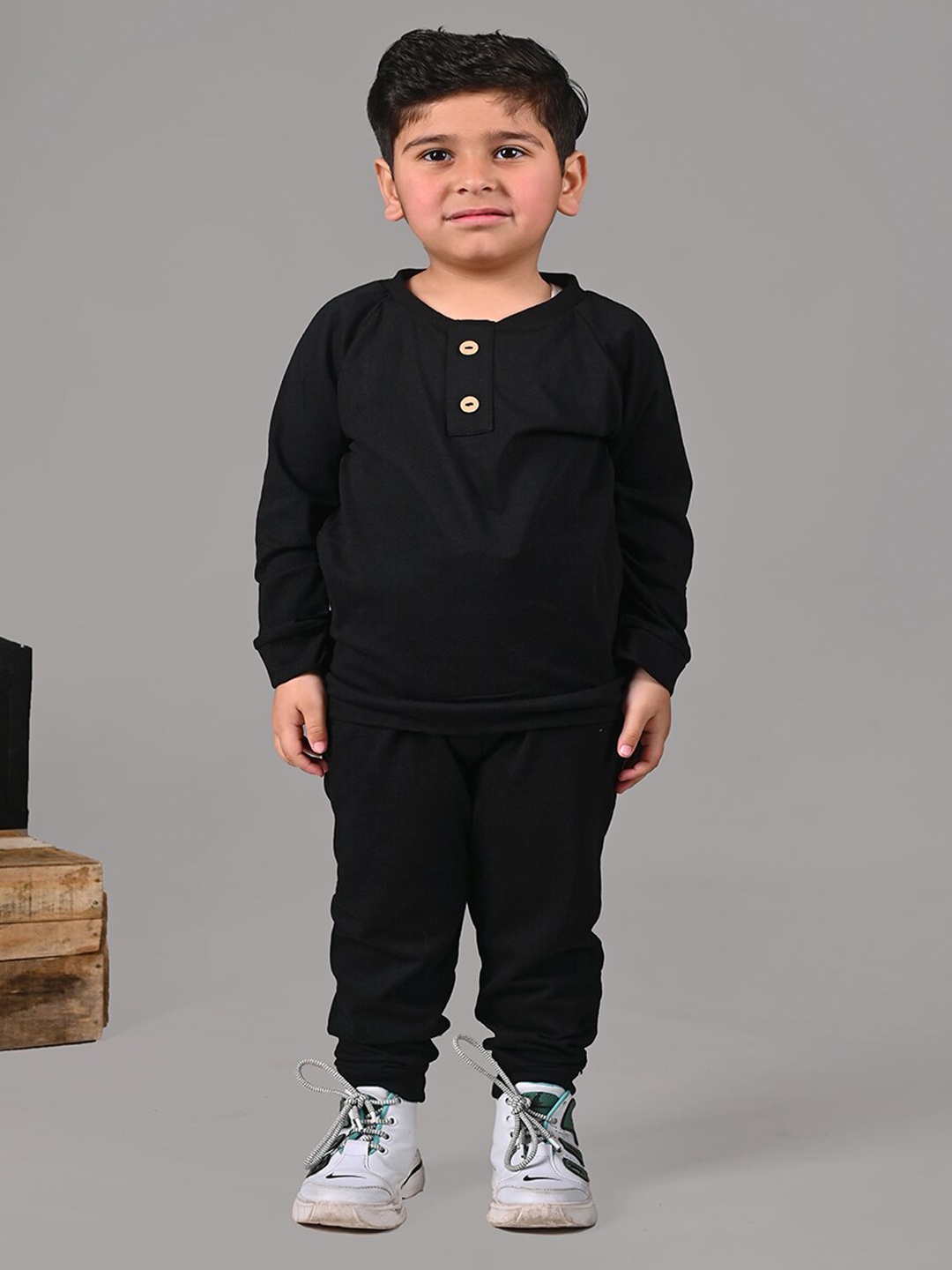 

BAESD Infant Boys Pure Cotton T-shirt with Trousers, Black
