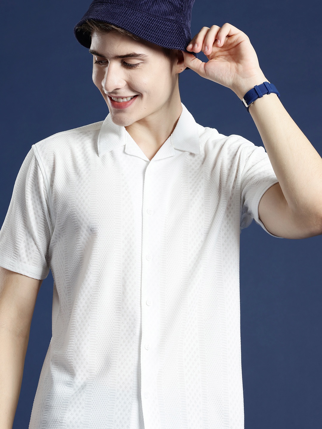 

Mast & Harbour Men Self Design Casual Shirt, White
