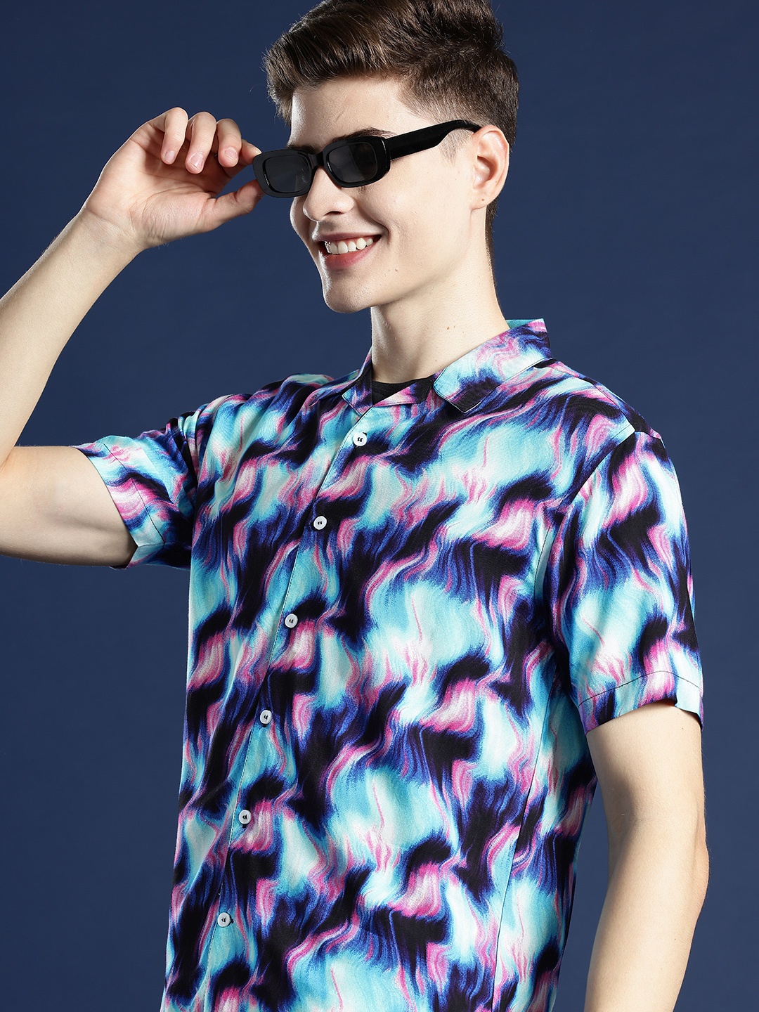 

Mast & Harbour Men Printed Printed Cuban Collar Casual Shirt, Multi