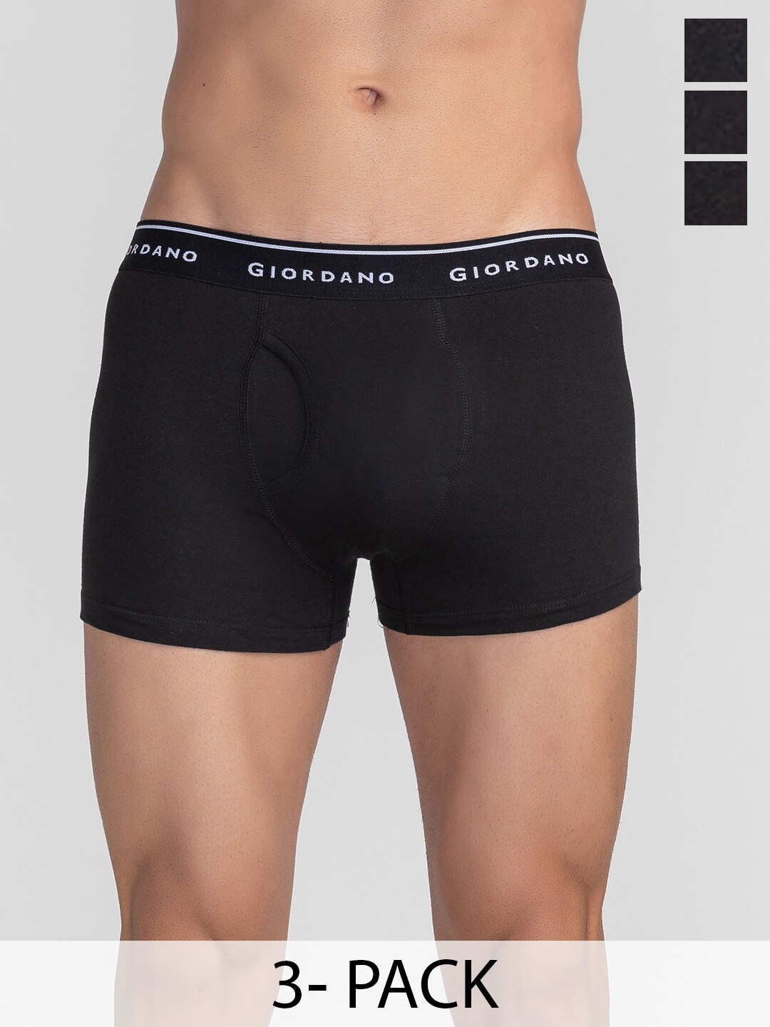 

GIORDANO Pack Of 3 Cotton Mid Rise Trunk GMTR2000PO3, Black