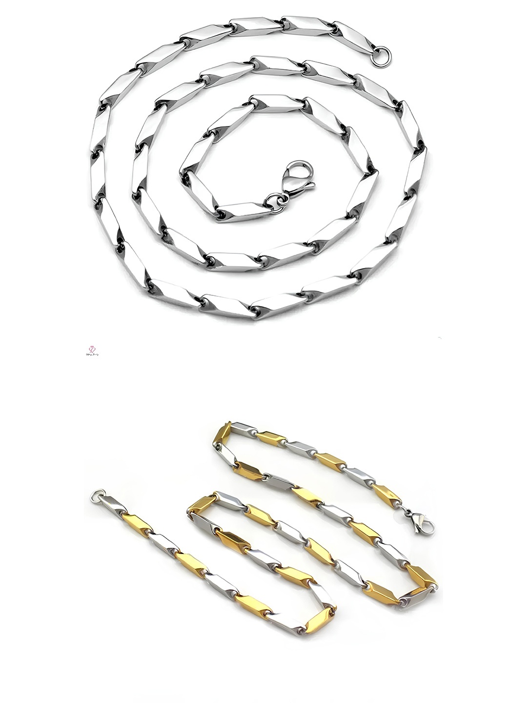 

KARISHMA KREATIONS Unisex Set of 2 Silver Plated Stainless Steel Chain
