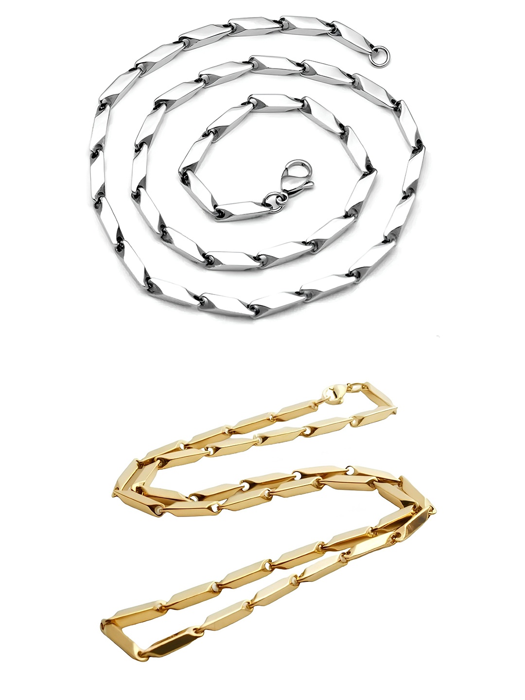 

KARISHMA KREATIONS Unisex Set of 2 Silver Plated Stainless Steel Chain