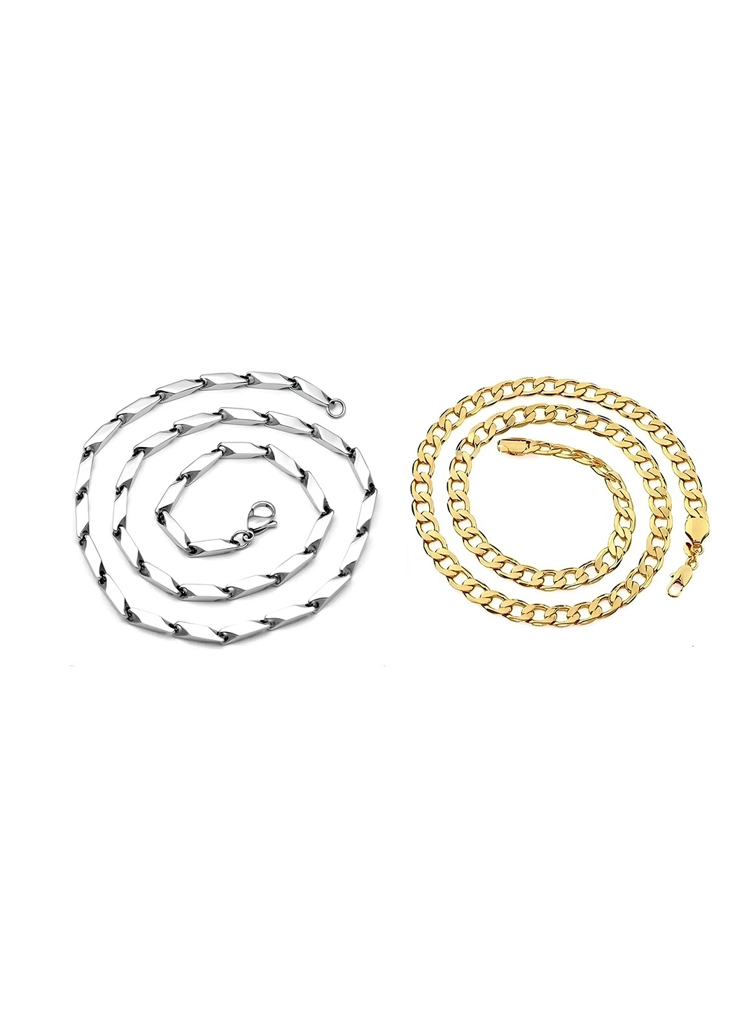 

KARISHMA KREATIONS Unisex Set Of 2 Gold-Plated 92.5 Stainless Steel Chains, Silver