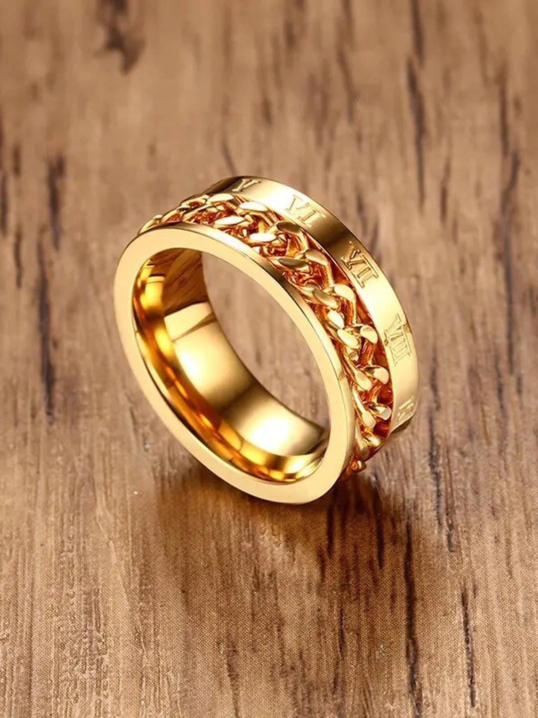 

MEENAZ Men Gold-plated Stainless Steel Band Ring
