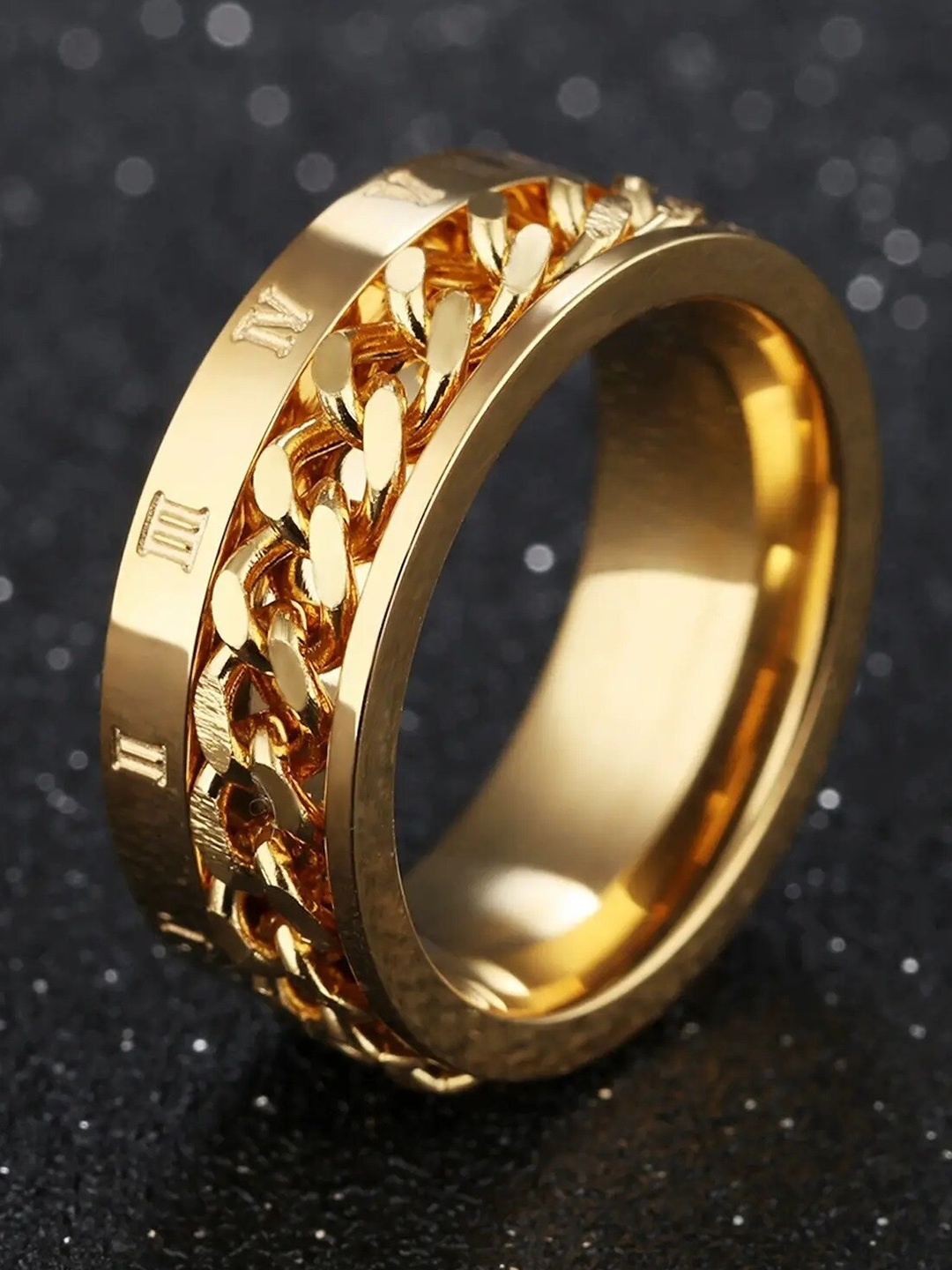 

MEENAZ Men Gold-plated Stainless Steel Band Ring
