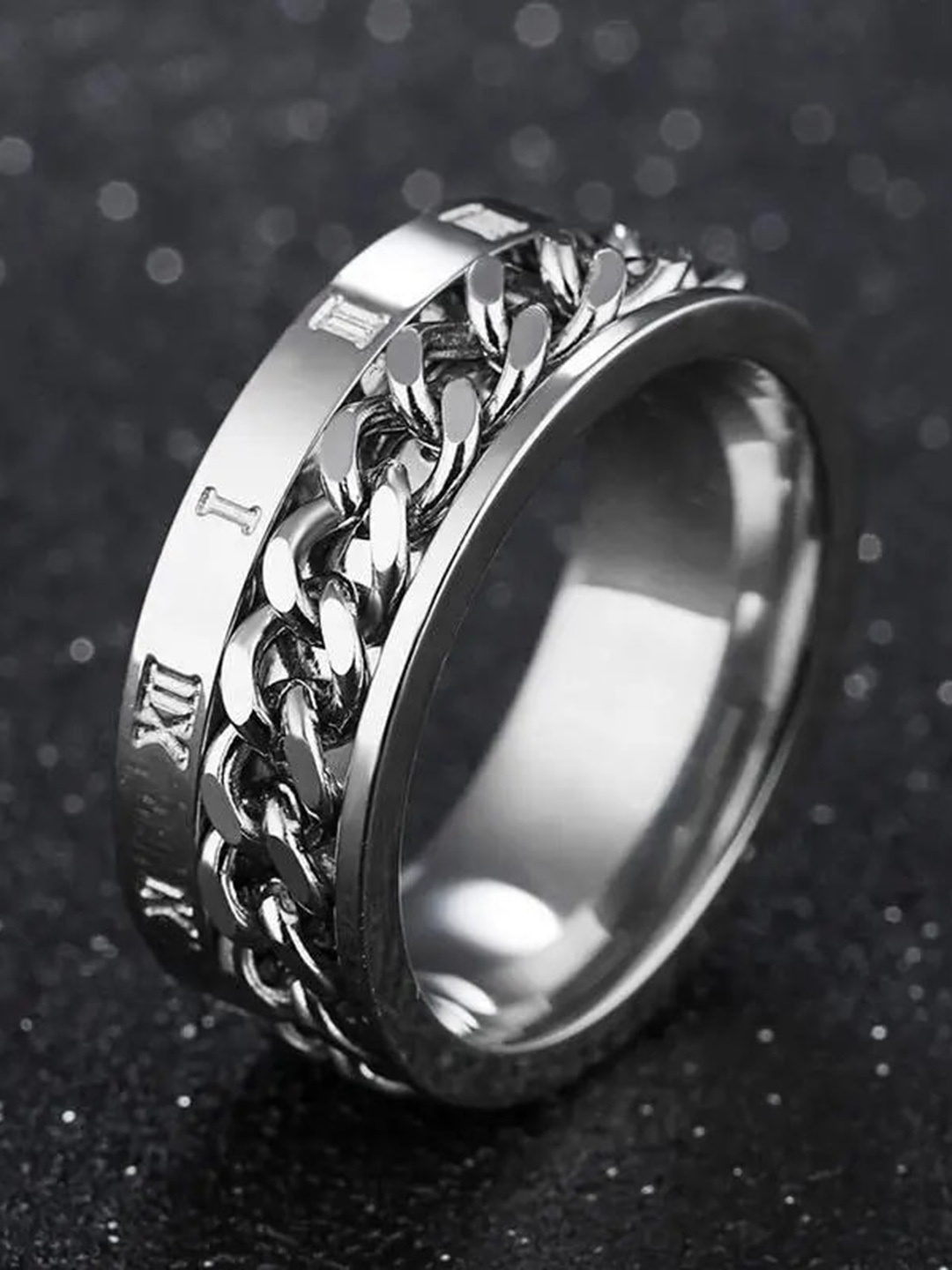 

MEENAZ Men Silver-Plated Stainless Steel Finger Ring