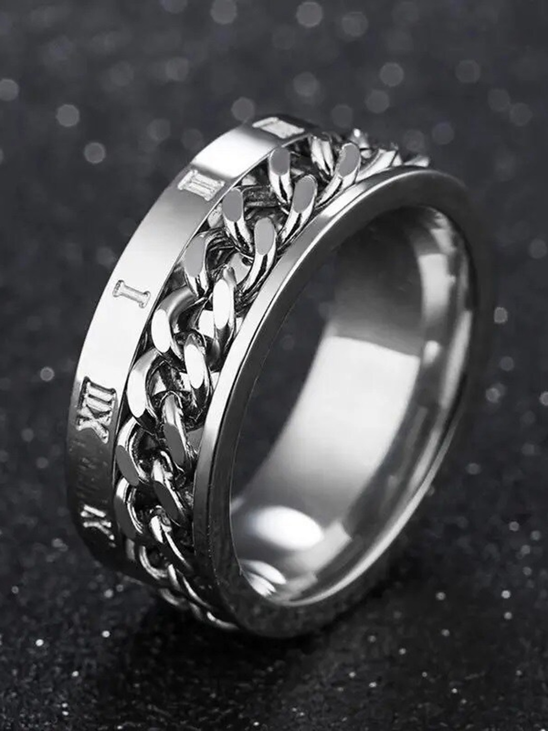 

MEENAZ Men Silver-Plated Stainless Steel Finger Ring