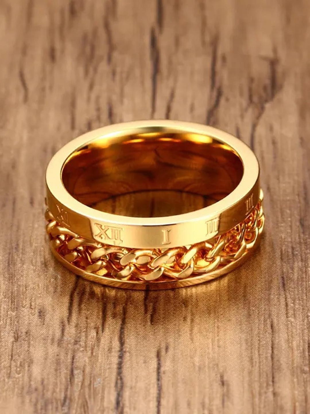 

MEENAZ Men Gold-Plated Stainless Steel Band Ring