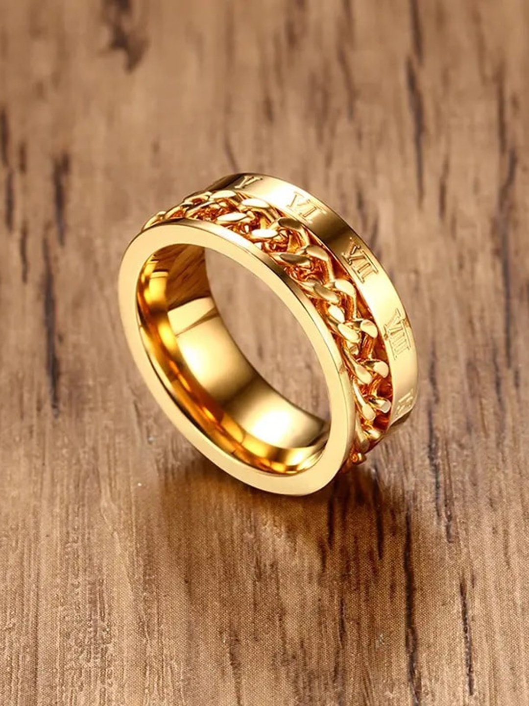 

MEENAZ Men Gold-Plated Stainless Steel Band Ring