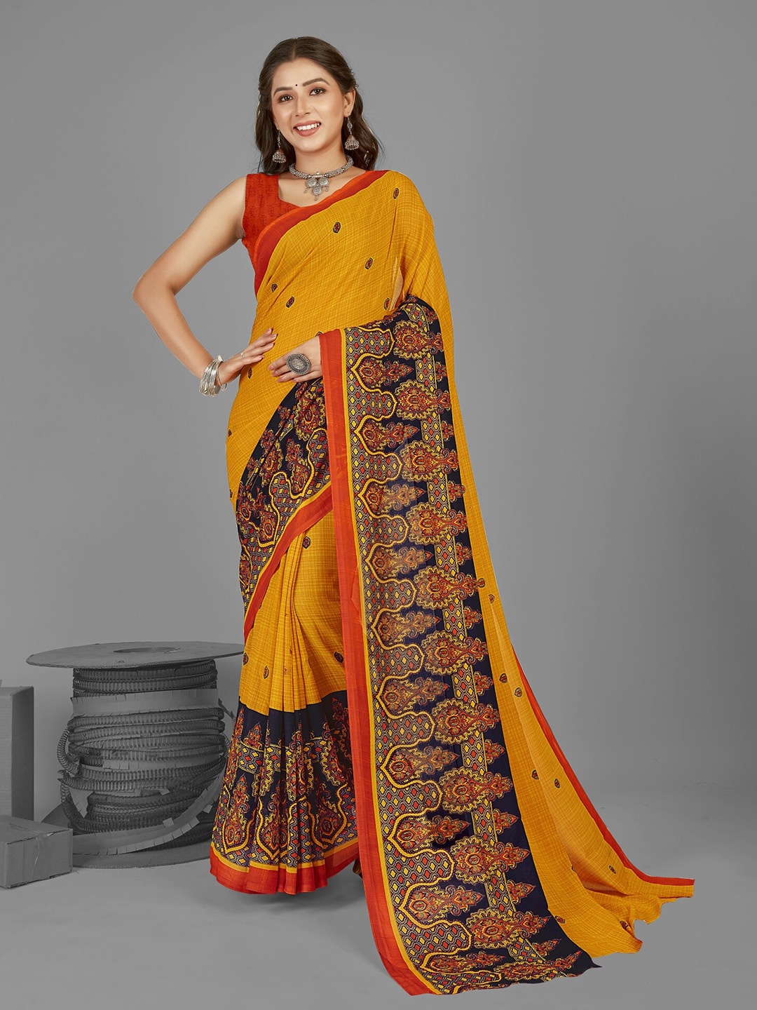 

ANAND SAREES Ethnic Motifs Printed Saree, Blue