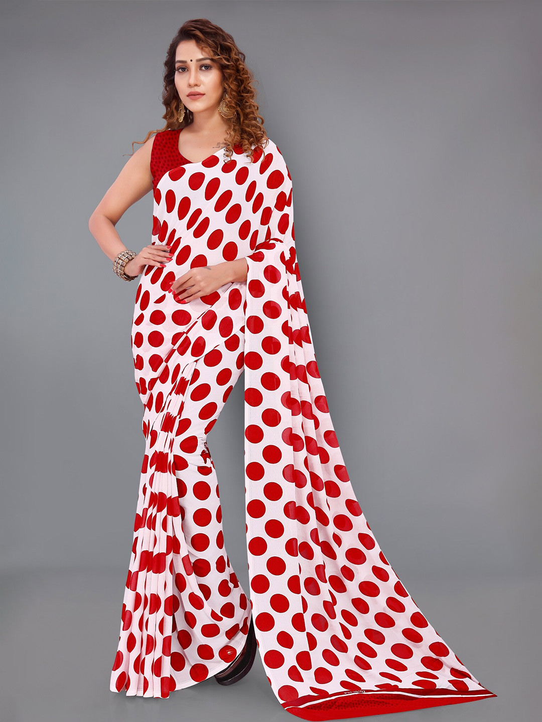 

Moda Rapido Geometric Printed Saree, White