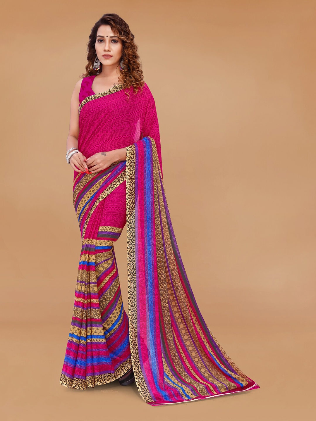 

Moda Rapido Ethnic Motifs Printed Saree, Pink