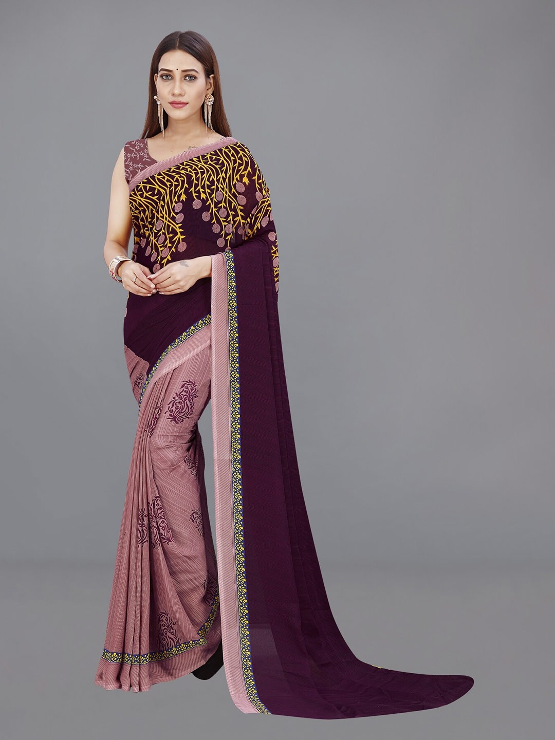 

ANAND SAREES Ethnic Motifs Poly Georgette Saree, Purple