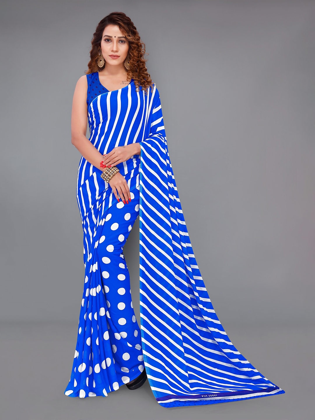 

Moda Rapido Striped Ethnic Saree, Blue