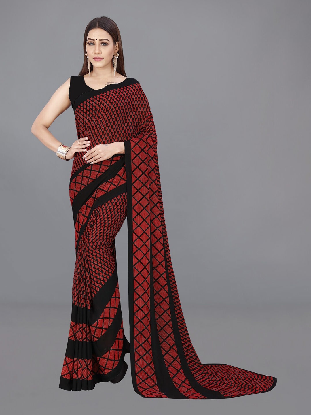 

ANAND SAREES Ethnic Motifs Printed Saree, Red