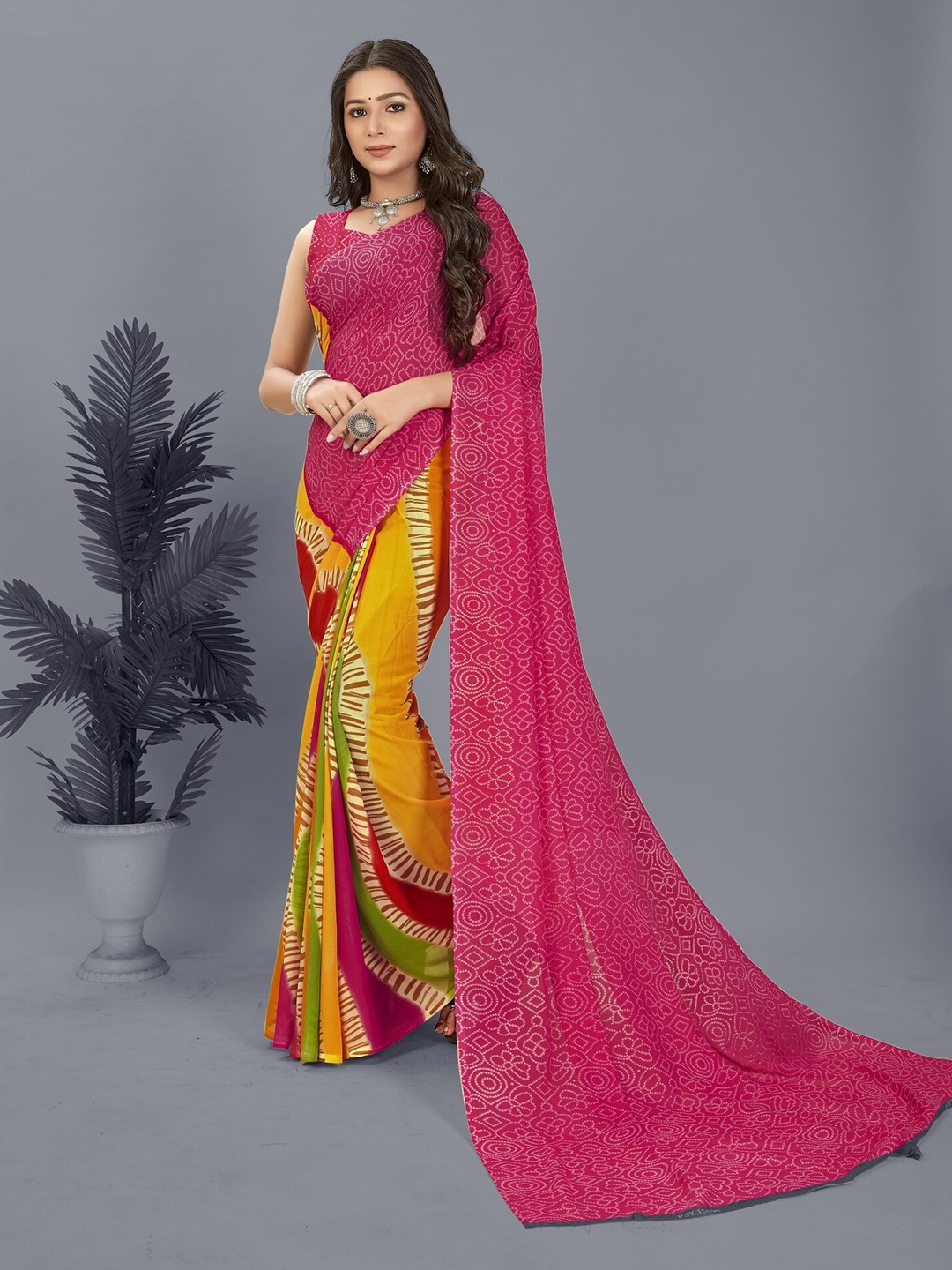 

ANAND SAREES Ethnic Motifs Printed Saree, Pink