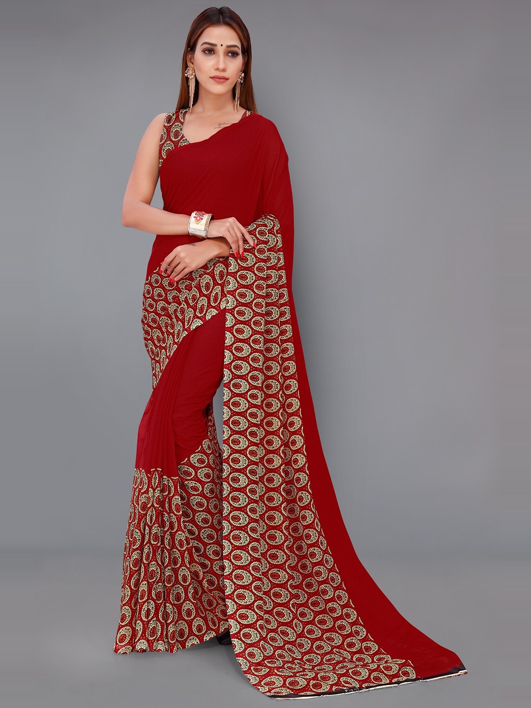 

Moda Rapido Ethnic Motifs Printed Saree, Maroon