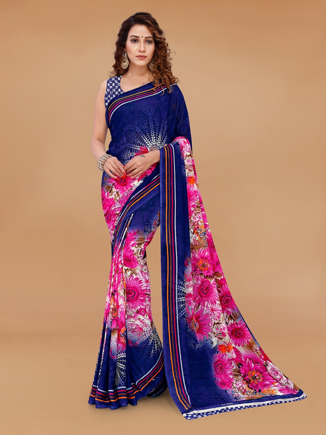 

Moda Rapido Floral Printed Saree, Blue