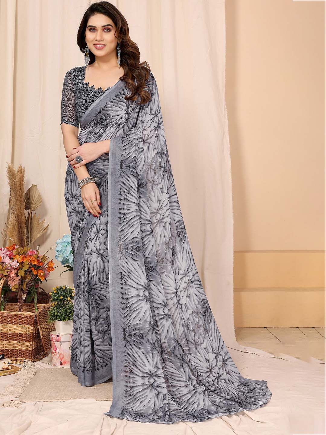 

ANAND SAREES Poly Georgette Saree, Grey