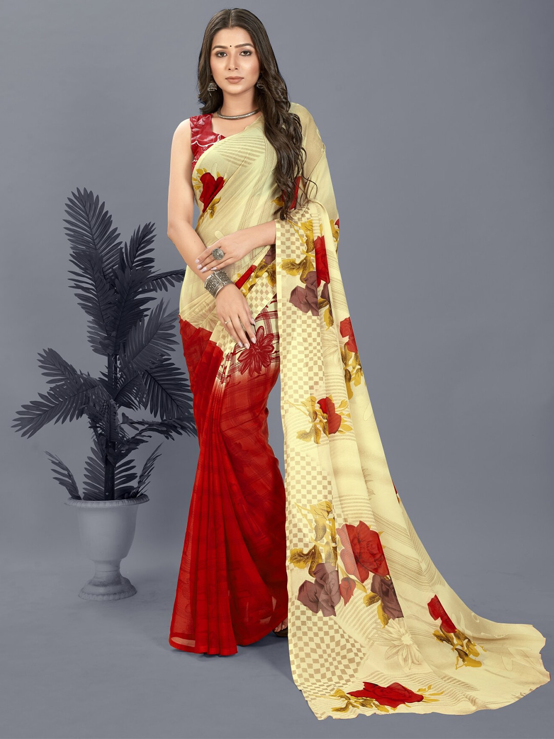 

ANAND SAREES Floral Printed Saree, Pink