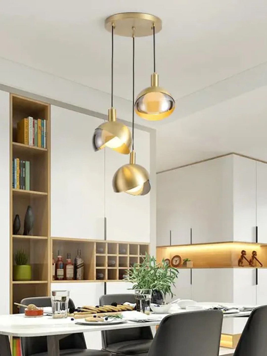 

THEDECORKART Gold-Toned Glass Resin Ceiling Lamp