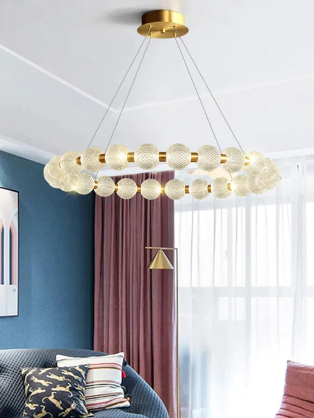 

THEDECORKART Gold-Toned Glass Resin Ceiling Lamp