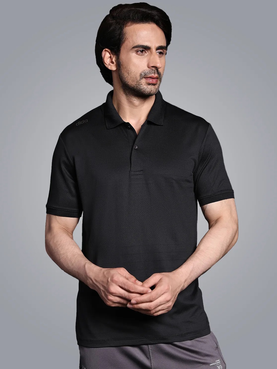 

DIDA Polo Collar Short Sleeves T-shirt, Black