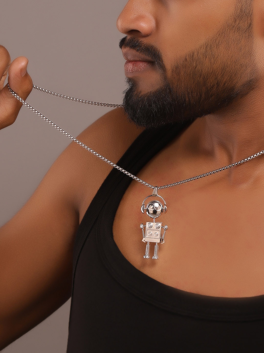 

The Roadster Lifestyle Co. Men Silver-Plated Contemporary Pendants with Chains