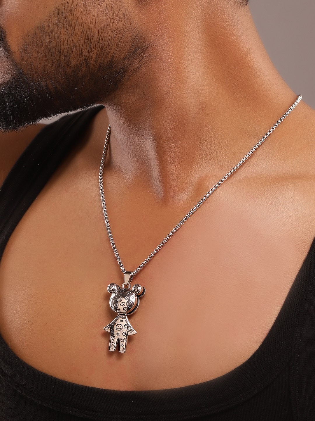 

The Roadster Lifestyle Co. Men Silver-Plated Contemporary Pendants with Chains