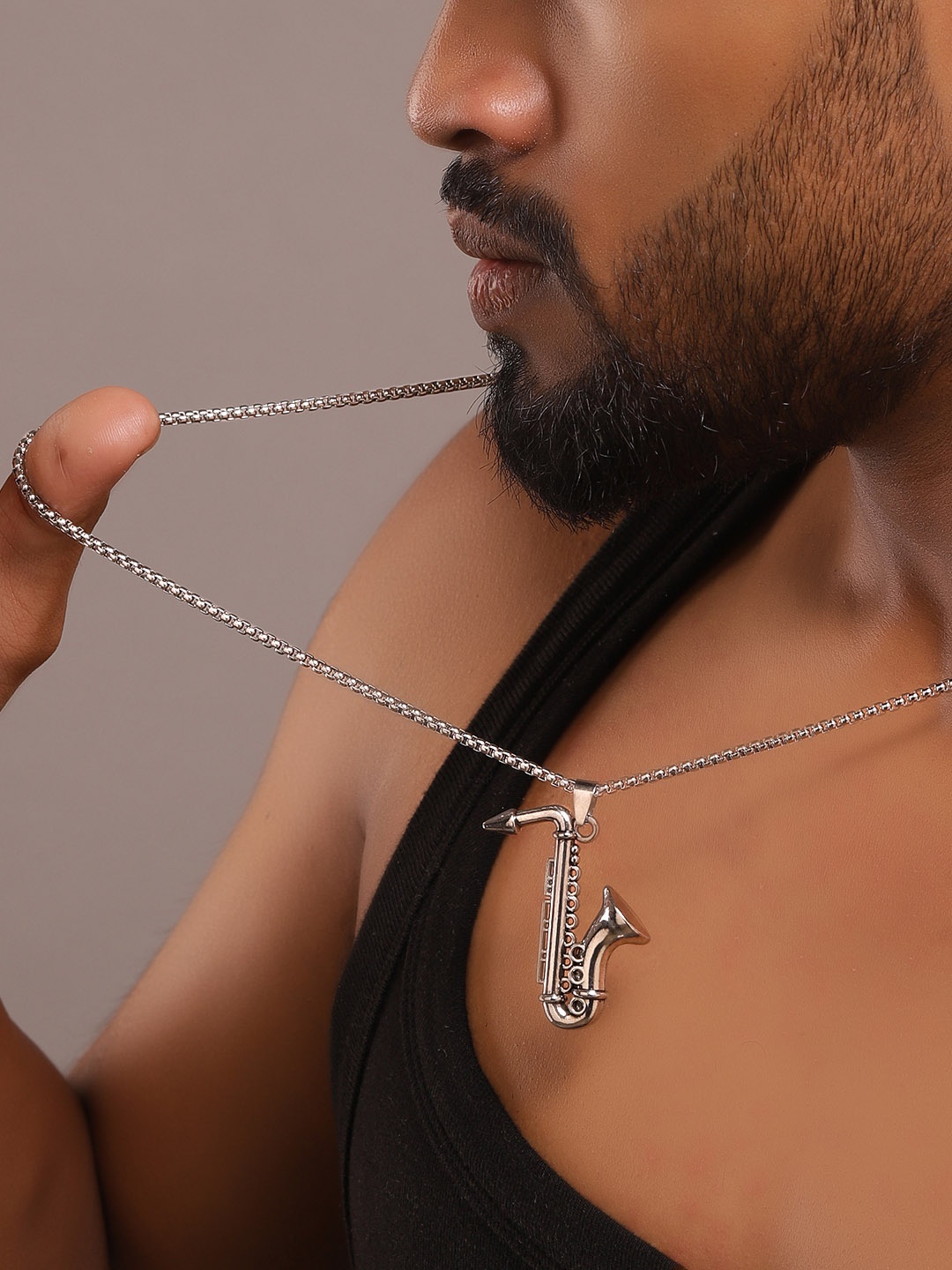 

The Roadster Lifestyle Co. Men Silver-Plated Contemporary Pendants with Chains