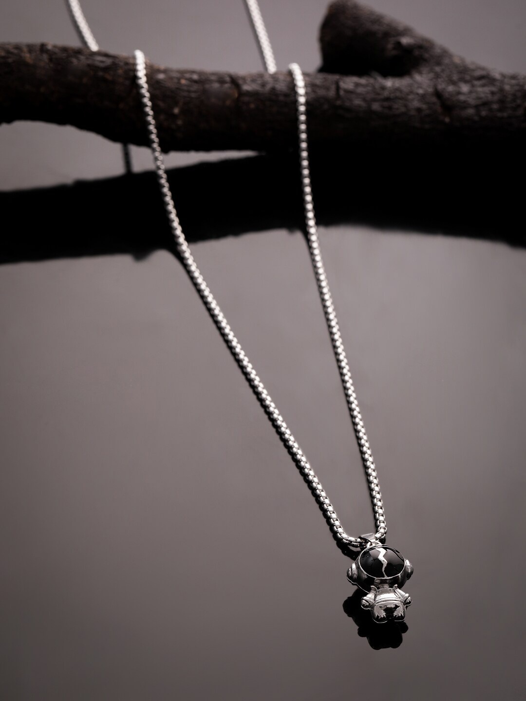 

The Roadster Lifestyle Co. Men Silver-Plated Contemporary Pendants with Chains