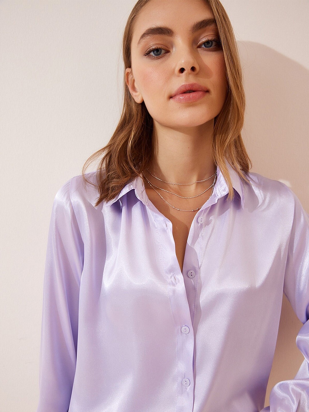 

Happiness istanbul Spread Collar Opaque Casual Shirt, Purple