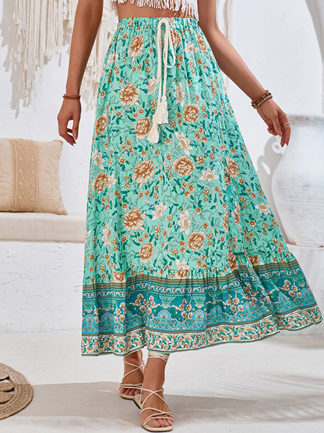 

StyleCast Printed Midi Skirt, Green