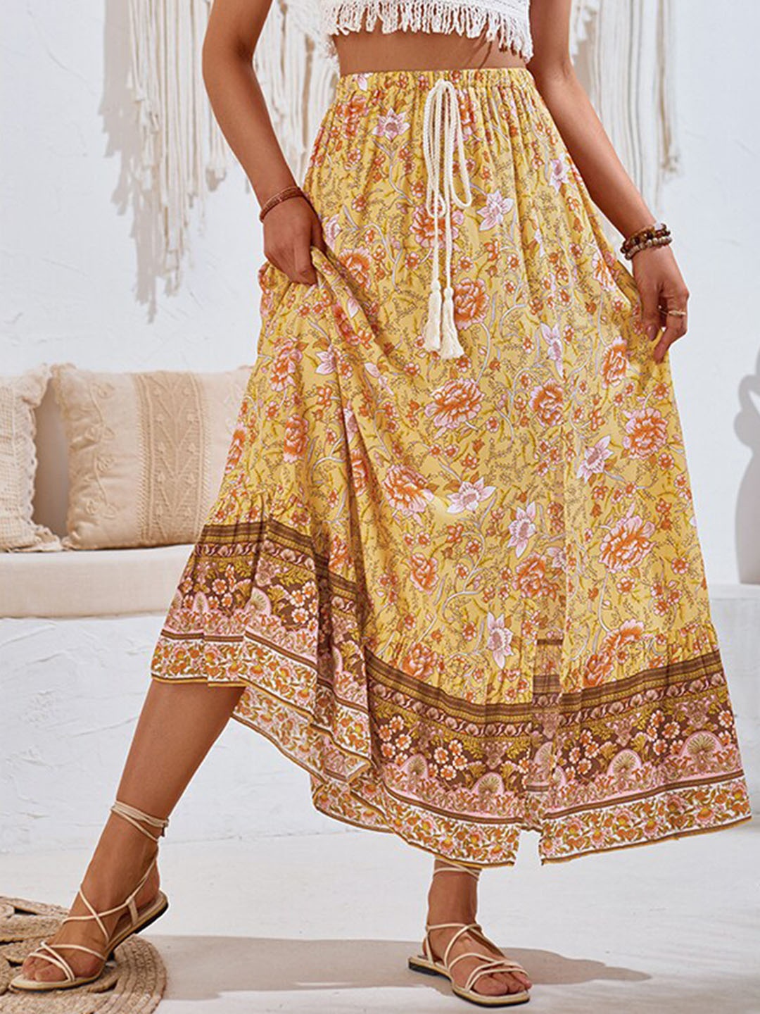

StyleCast Printed Flared Midi Skirt, Yellow
